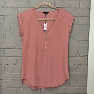 Express  NWT  zip neckline faux suede top XS